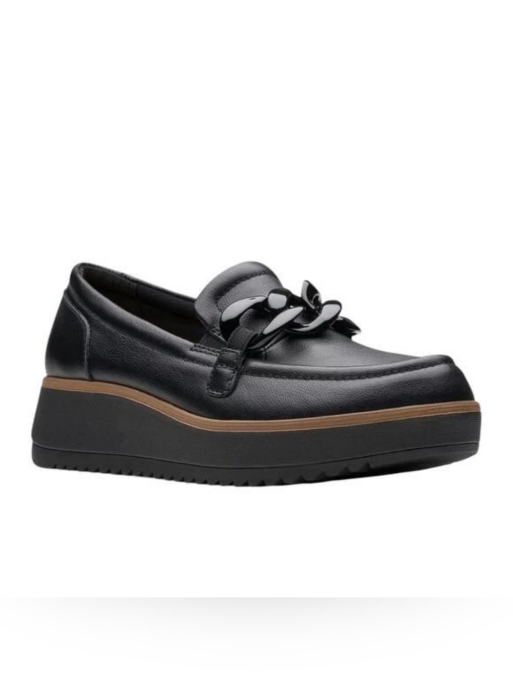 CLARKS Zylah May Casual Shoes Women's Size US 7.5 W Black Leather 26180109 - Picture 1 of 14